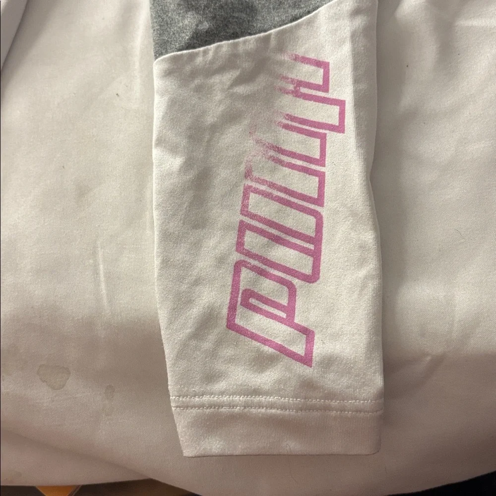 PUMA Kids Leggings in Gray and White with Pink Logo 2T
